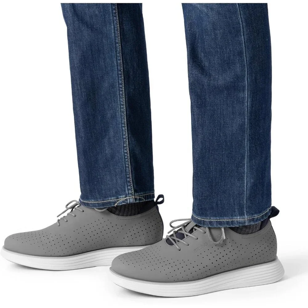 ⚡ Men's Grey Pu Max Flex Fashion Dress Sneakers Oxfords Classic Casual Shoes